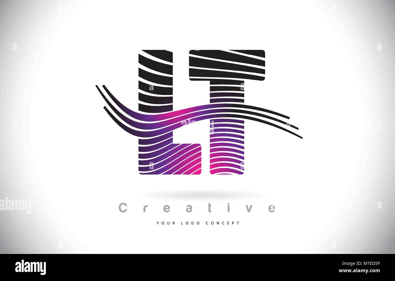 LT L T Zebra Texture Letter Logo Design With Creative Lines and Swosh ...