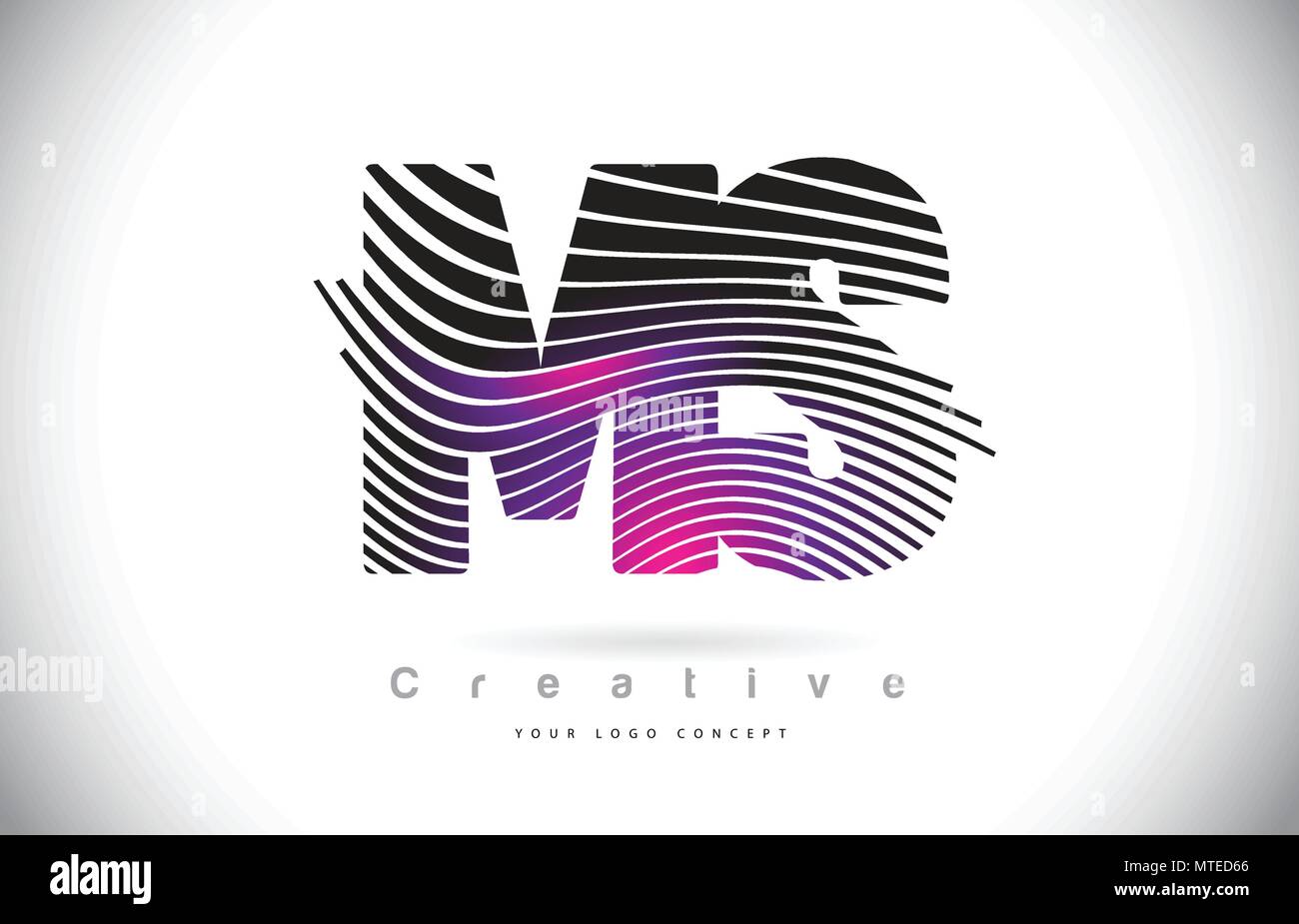 MS M S Zebra Texture Letter Logo Design With Creative Lines and Swosh ...