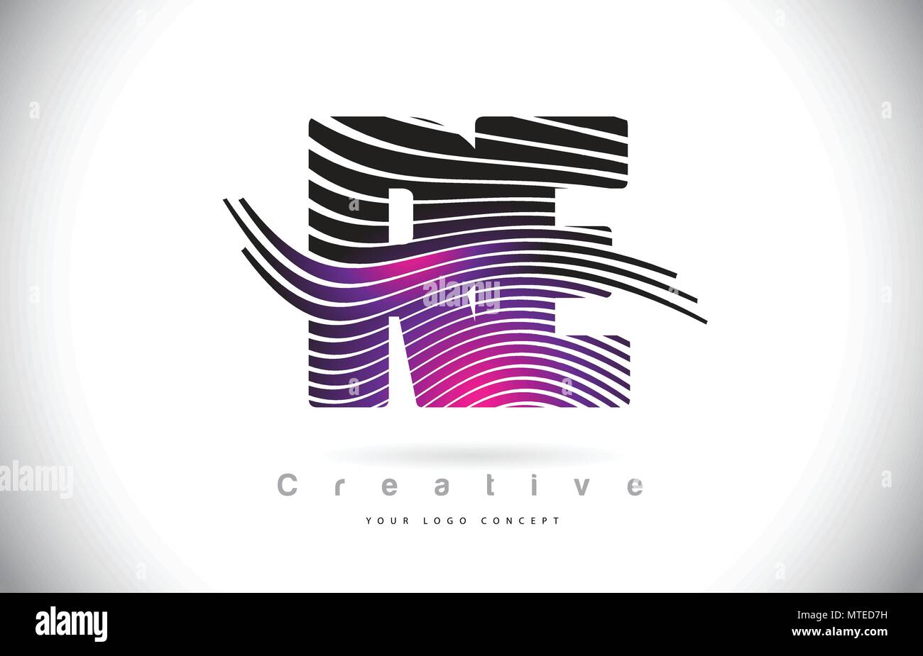 RE R E Zebra Texture Letter Logo Design With Creative Lines and Swosh ...