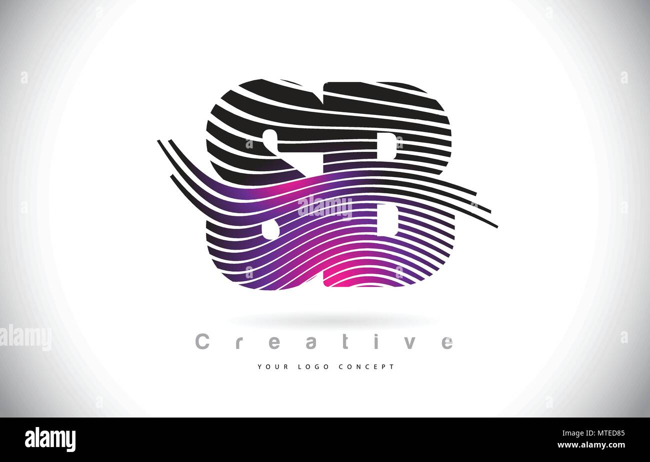 SB S B Zebra Texture Letter Logo Design With Creative Lines and Swosh ...