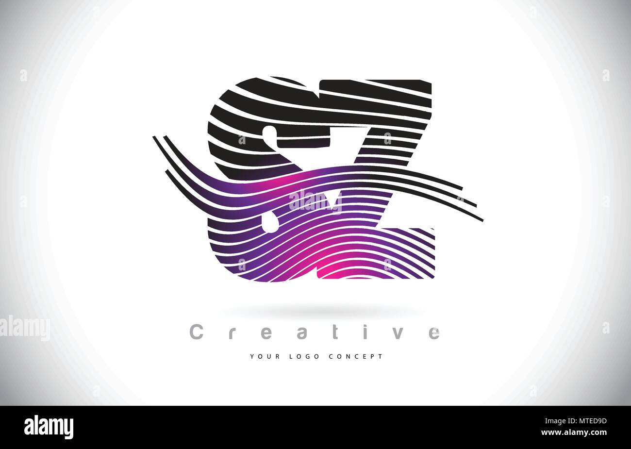 SZ S Z Zebra Texture Letter Logo Design With Creative Lines and Swosh ...