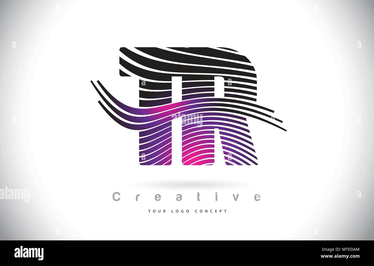 TR T R Zebra Texture Letter Logo Design With Creative Lines and Swosh ...
