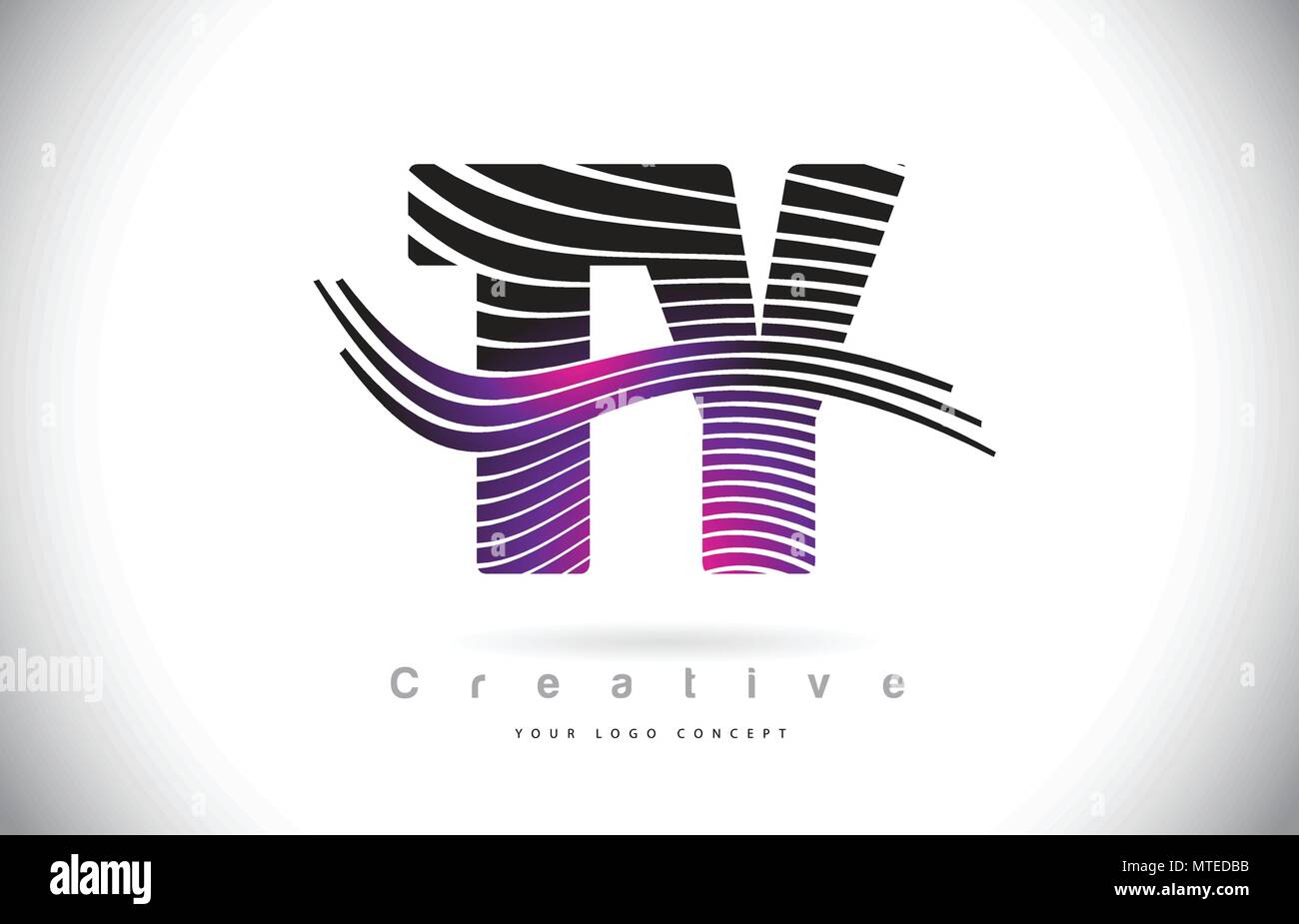TY T Y Zebra Texture Letter Logo Design With Creative Lines and Swosh ...