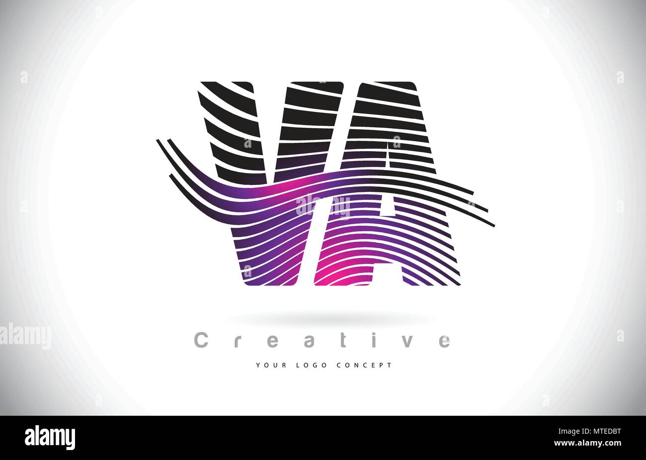 VA V A Zebra Texture Letter Logo Design With Creative Lines and Swosh ...