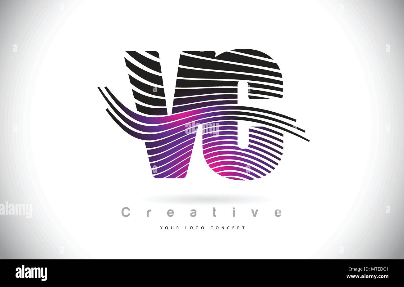 VC V C Zebra Texture Letter Logo Design With Creative Lines and Swosh ...