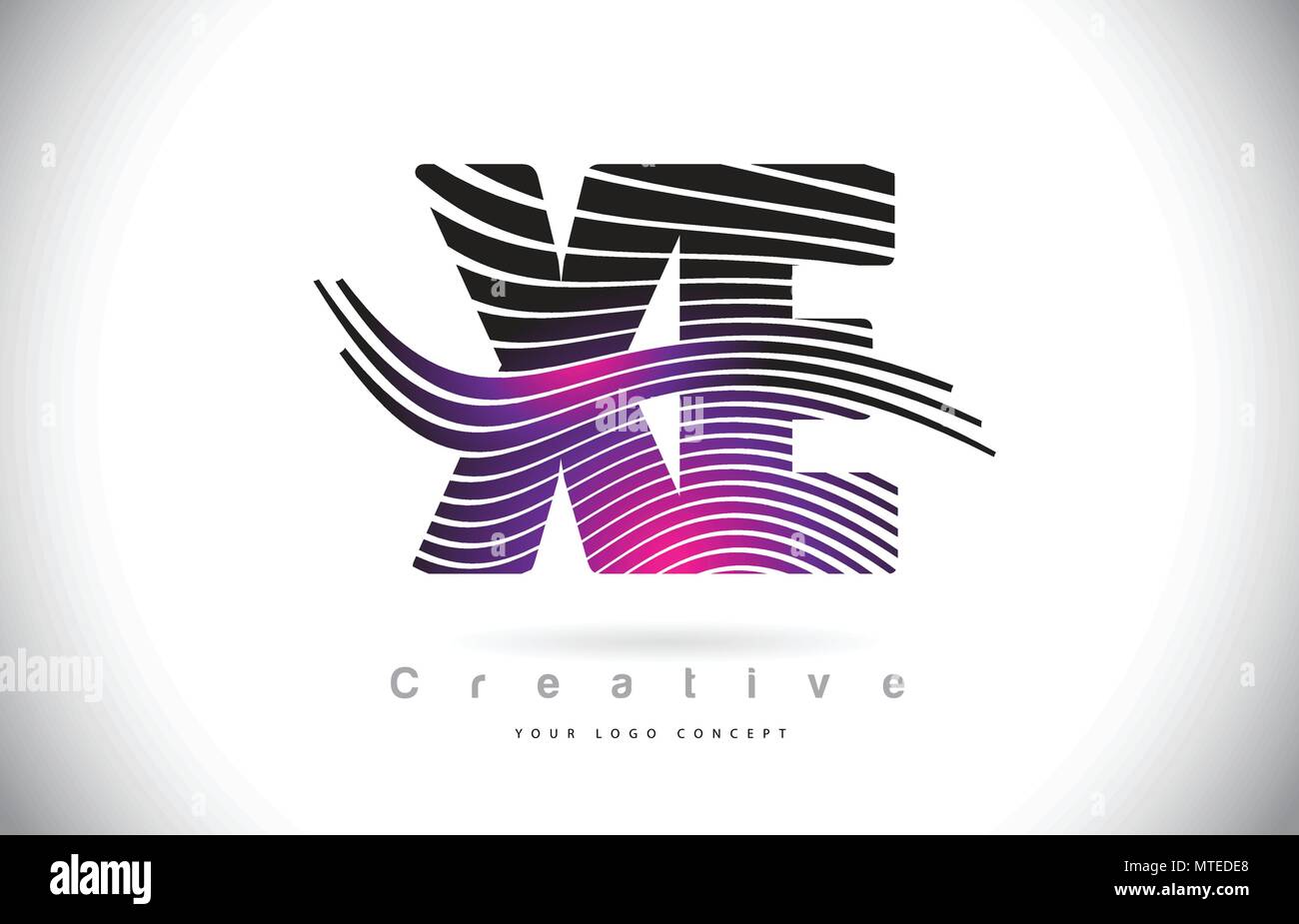XE X E Zebra Texture Letter Logo Design With Creative Lines and Swosh ...