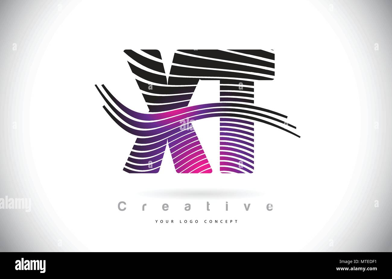 XT X T Zebra Texture Letter Logo Design With Creative Lines and Swosh ...