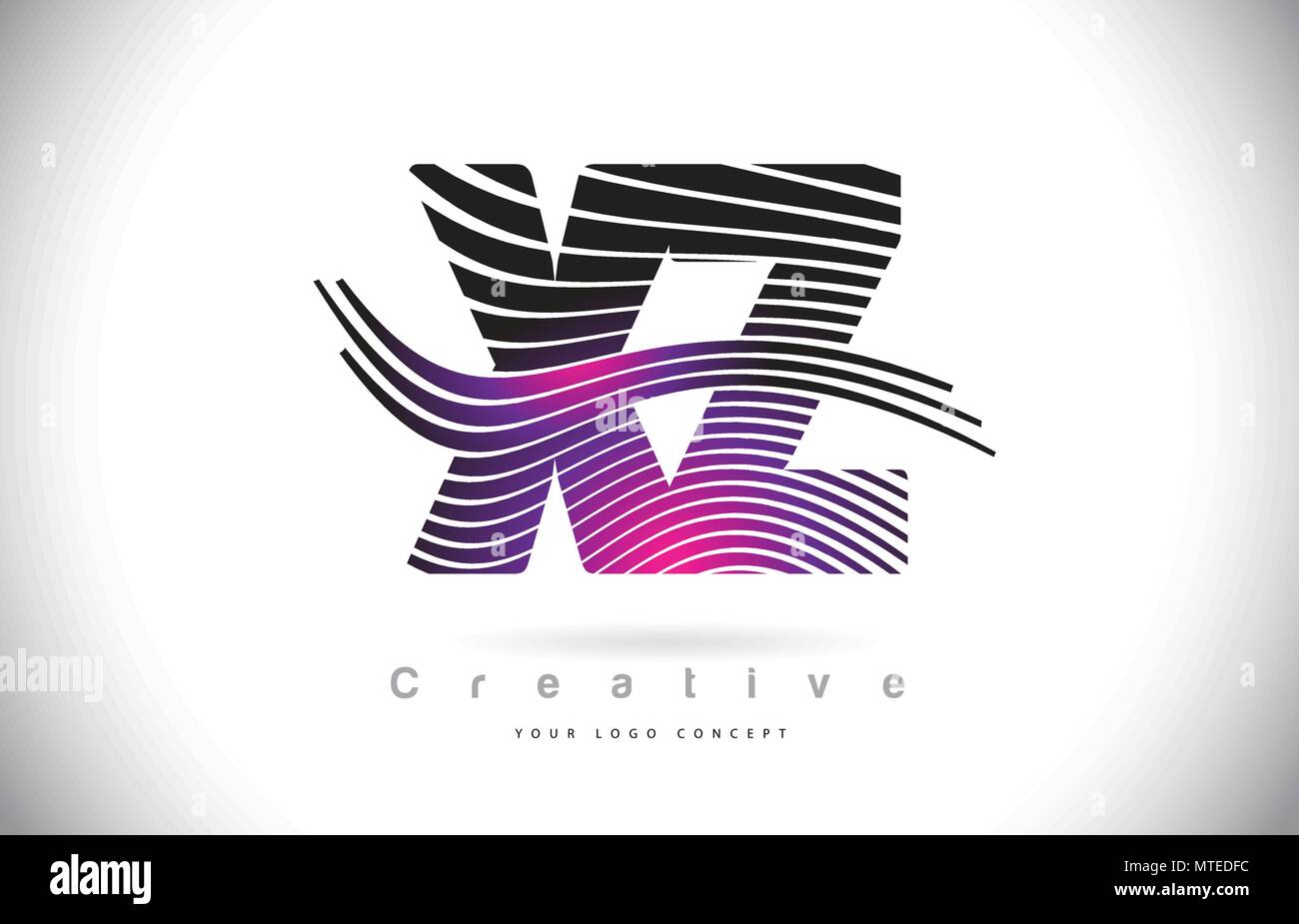 XZ X Z Zebra Texture Letter Logo Design With Creative Lines and Swosh ...