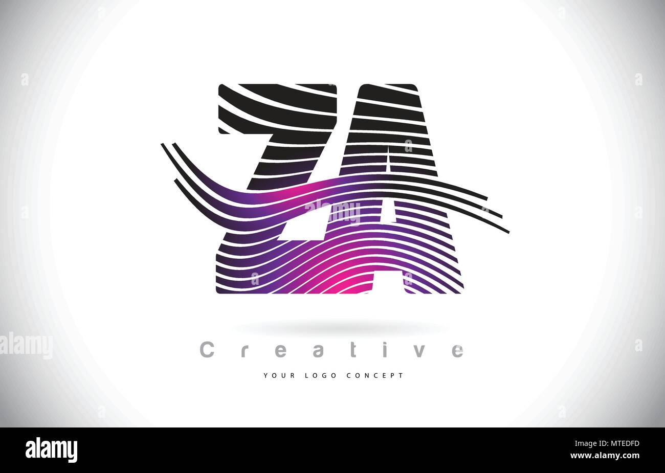 ZA Z A Zebra Texture Letter Logo Design With Creative Lines and Swosh ...