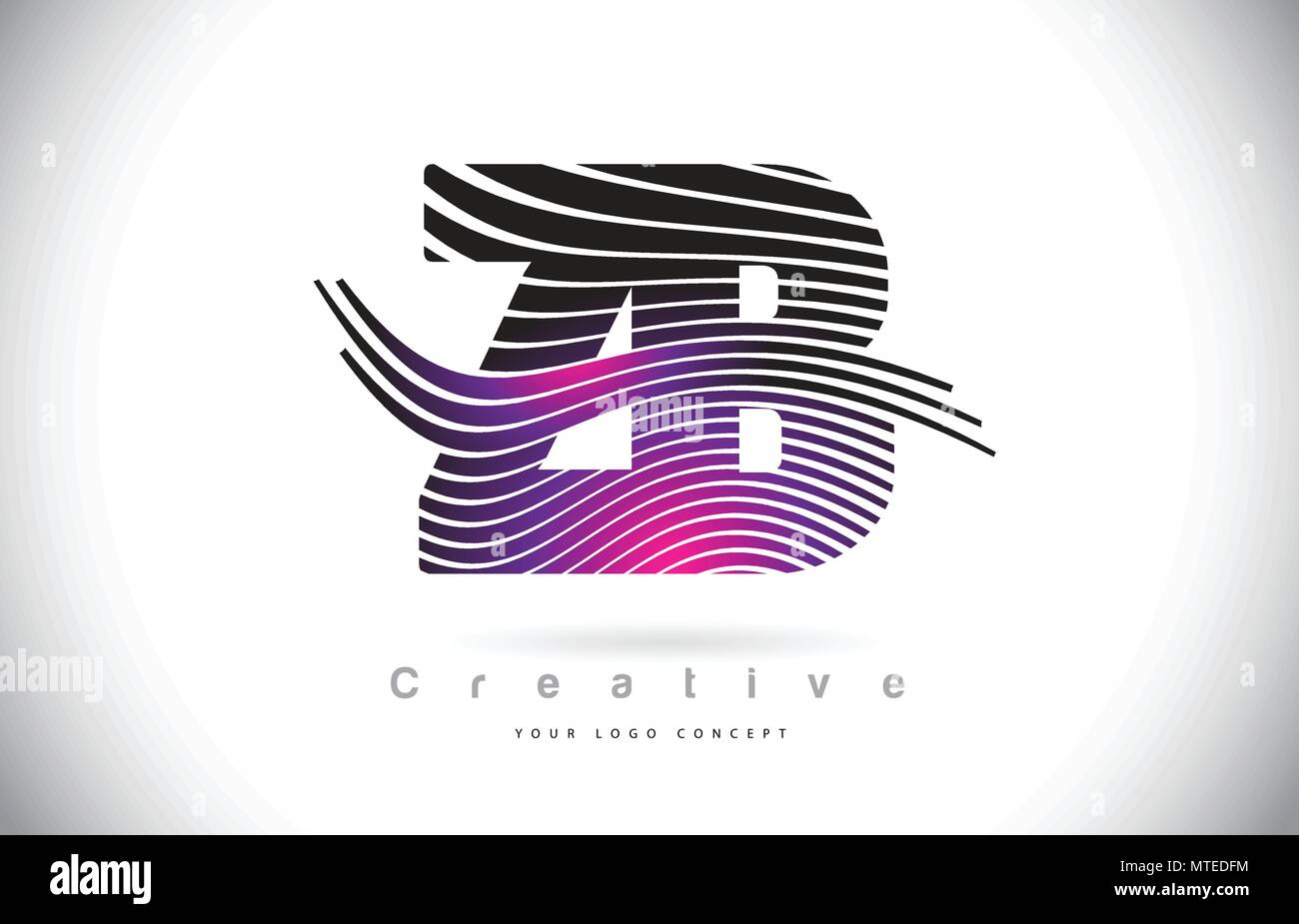 ZB Z B Zebra Texture Letter Logo Design With Creative Lines and Swosh ...