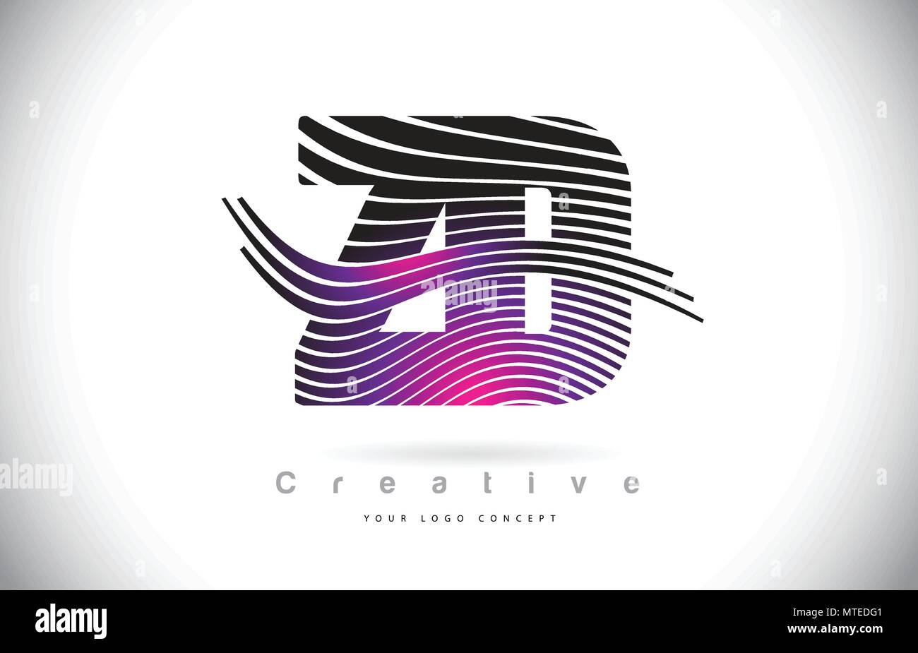 ZD Z D Zebra Texture Letter Logo Design With Creative Lines and Swosh ...