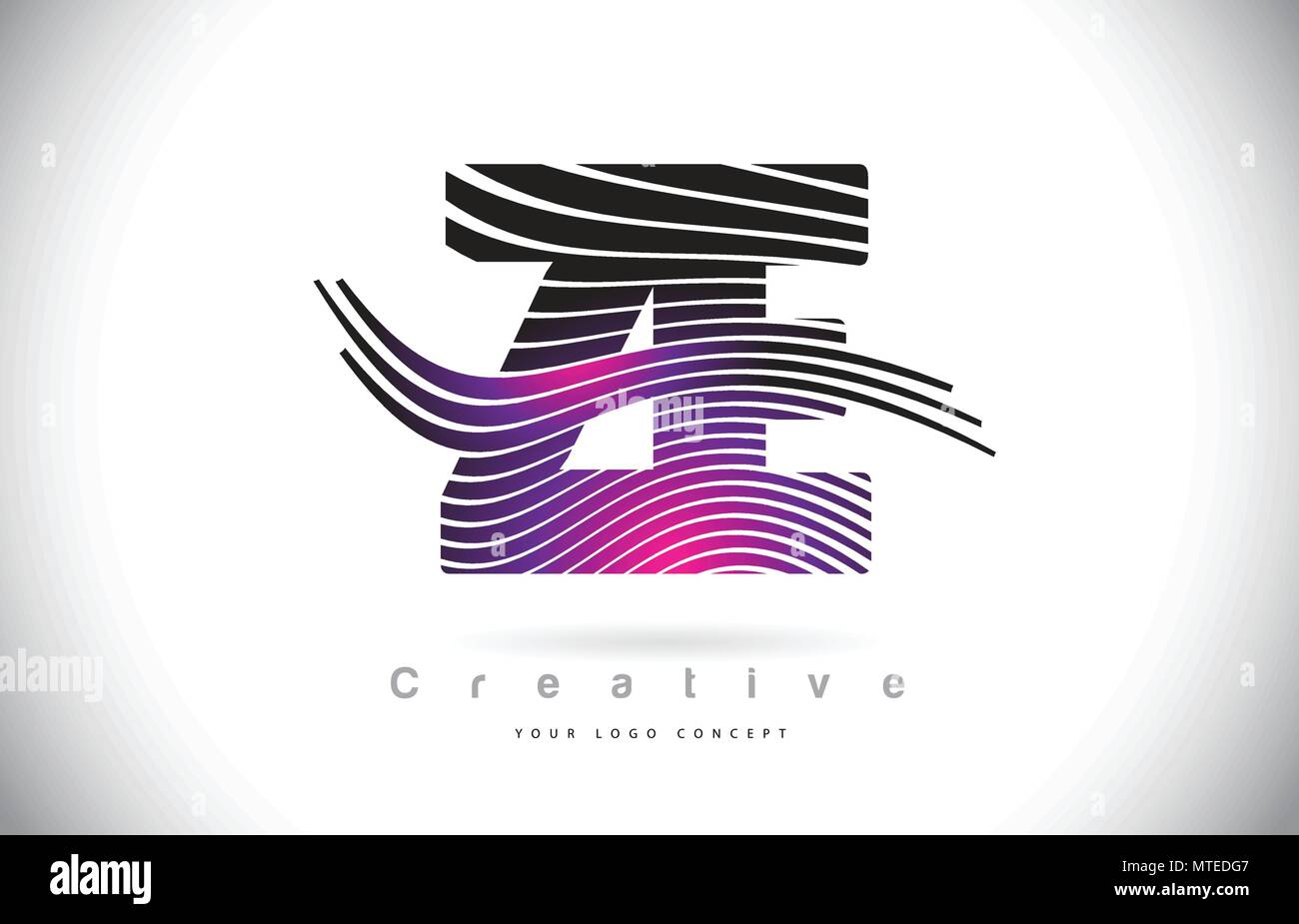 ZE Z E Zebra Texture Letter Logo Design With Creative Lines and Swosh ...