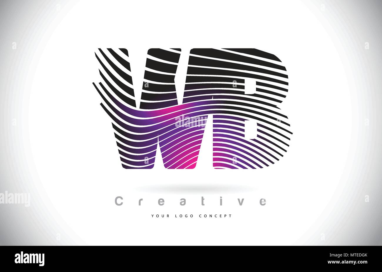 WB W B Zebra Texture Letter Logo Design With Creative Lines and Swosh ...