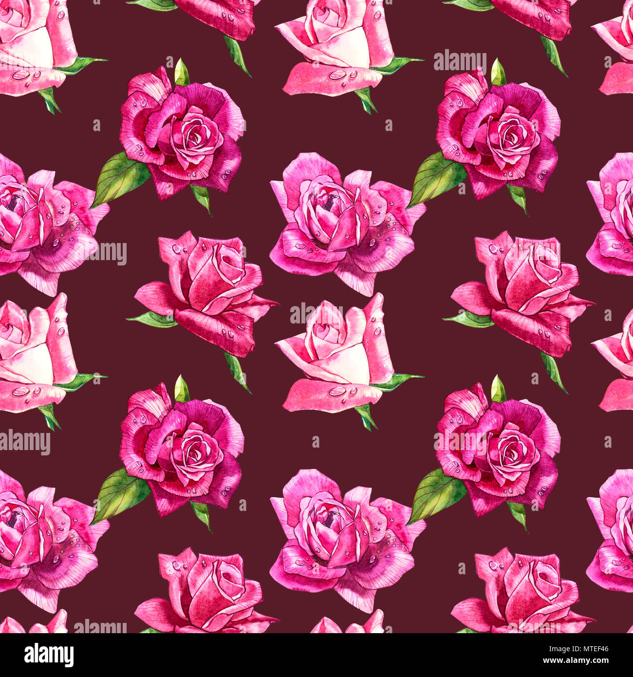 Natural pink roses background. Seamless pattern of red and pink roses ...