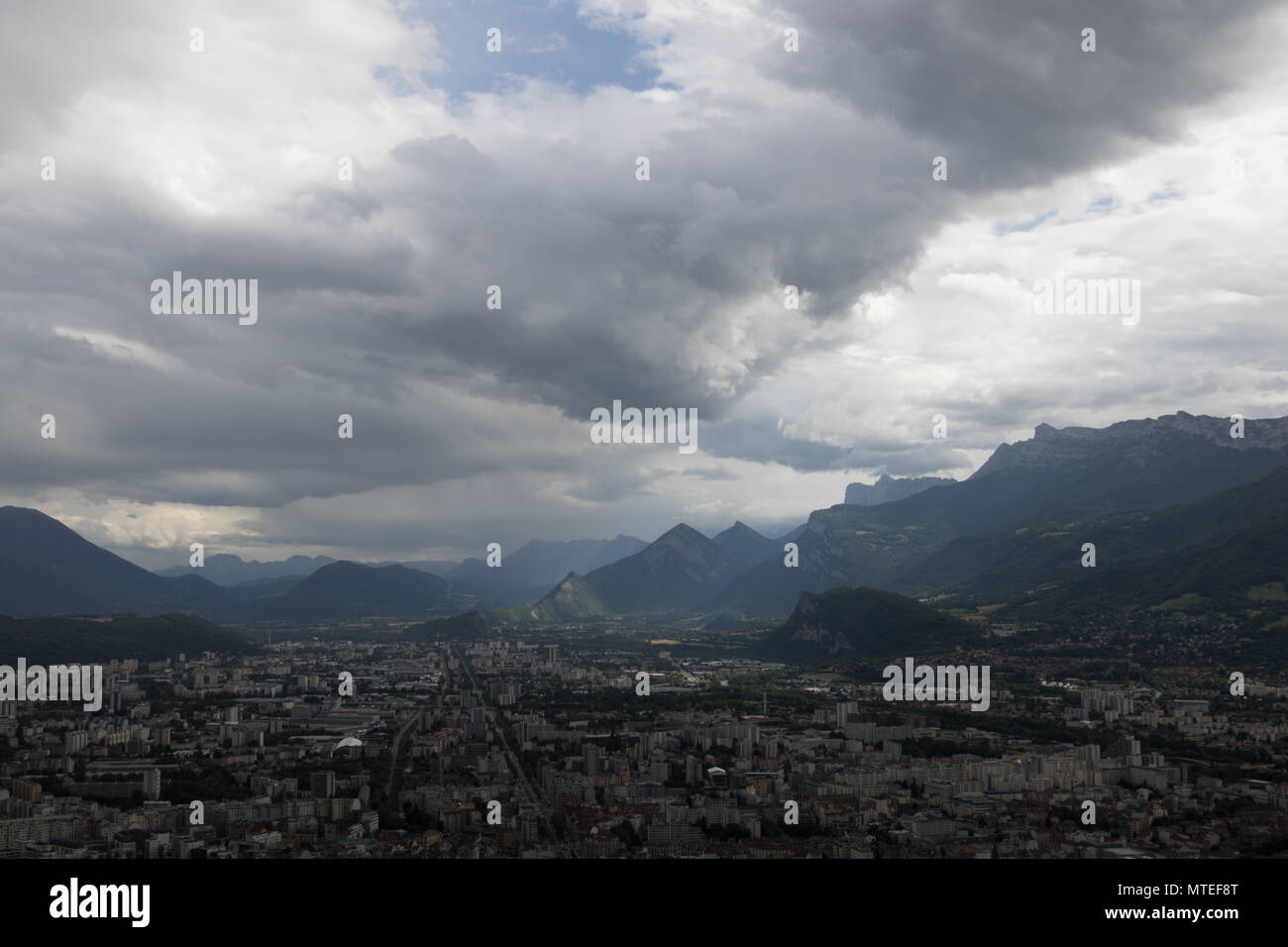 A view on Grenoble from the Bastille fortress Stock Photo