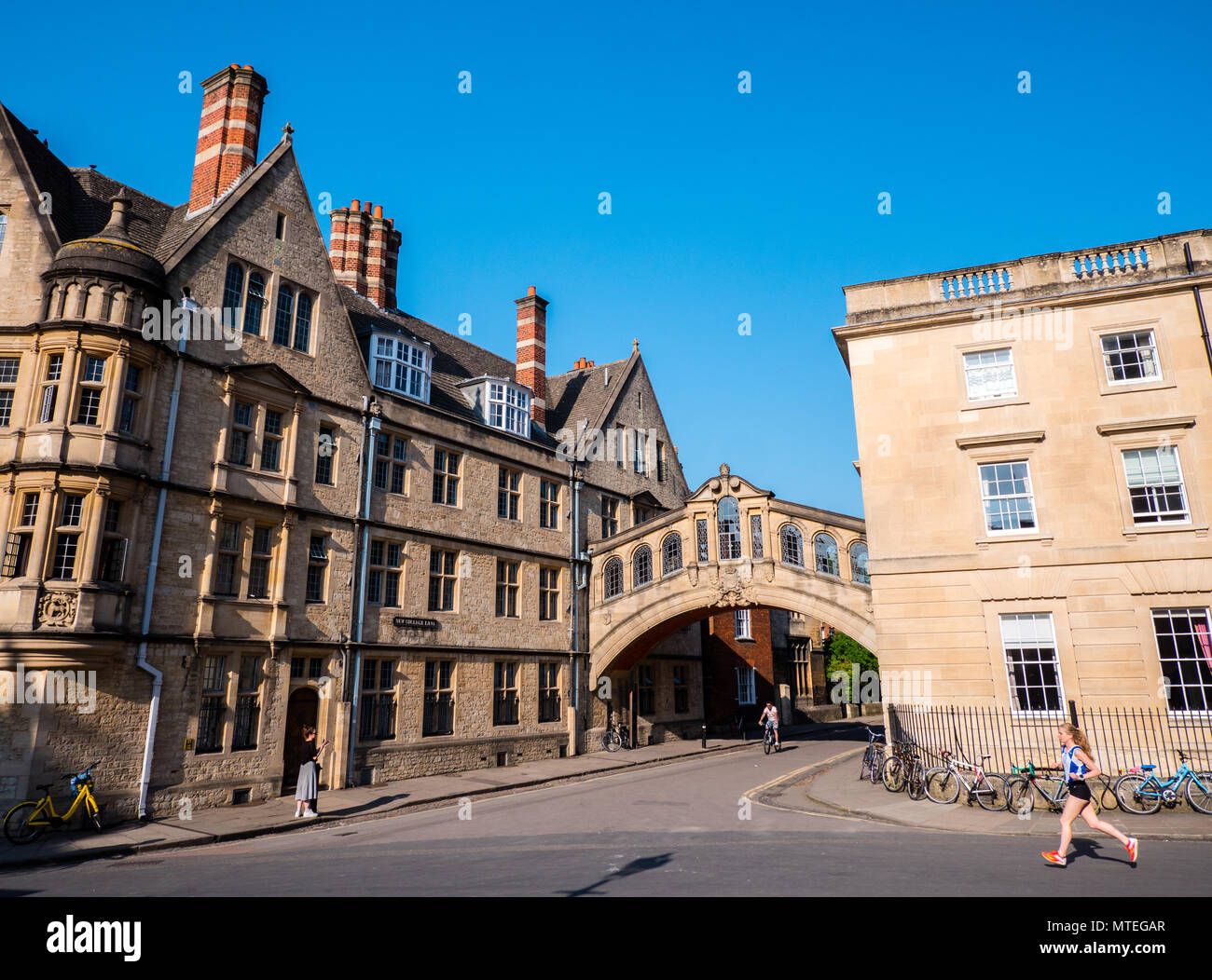 Hertford College, with Famous Bridge of Sighs, Evening, Oxford, Oxfordshire, England, UK, GB. Stock Photo