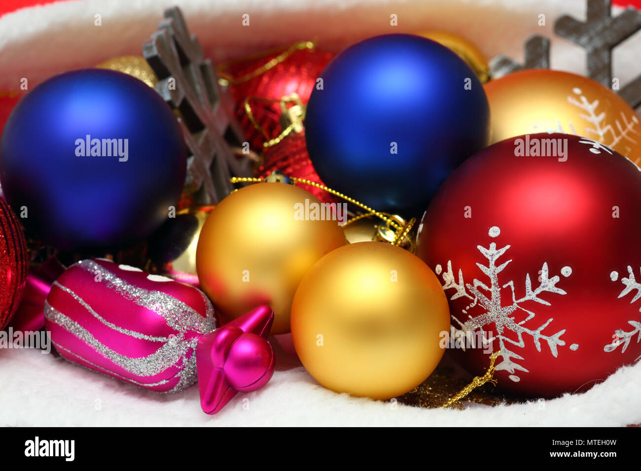 Christmas balls, toys in bag Stock Photo