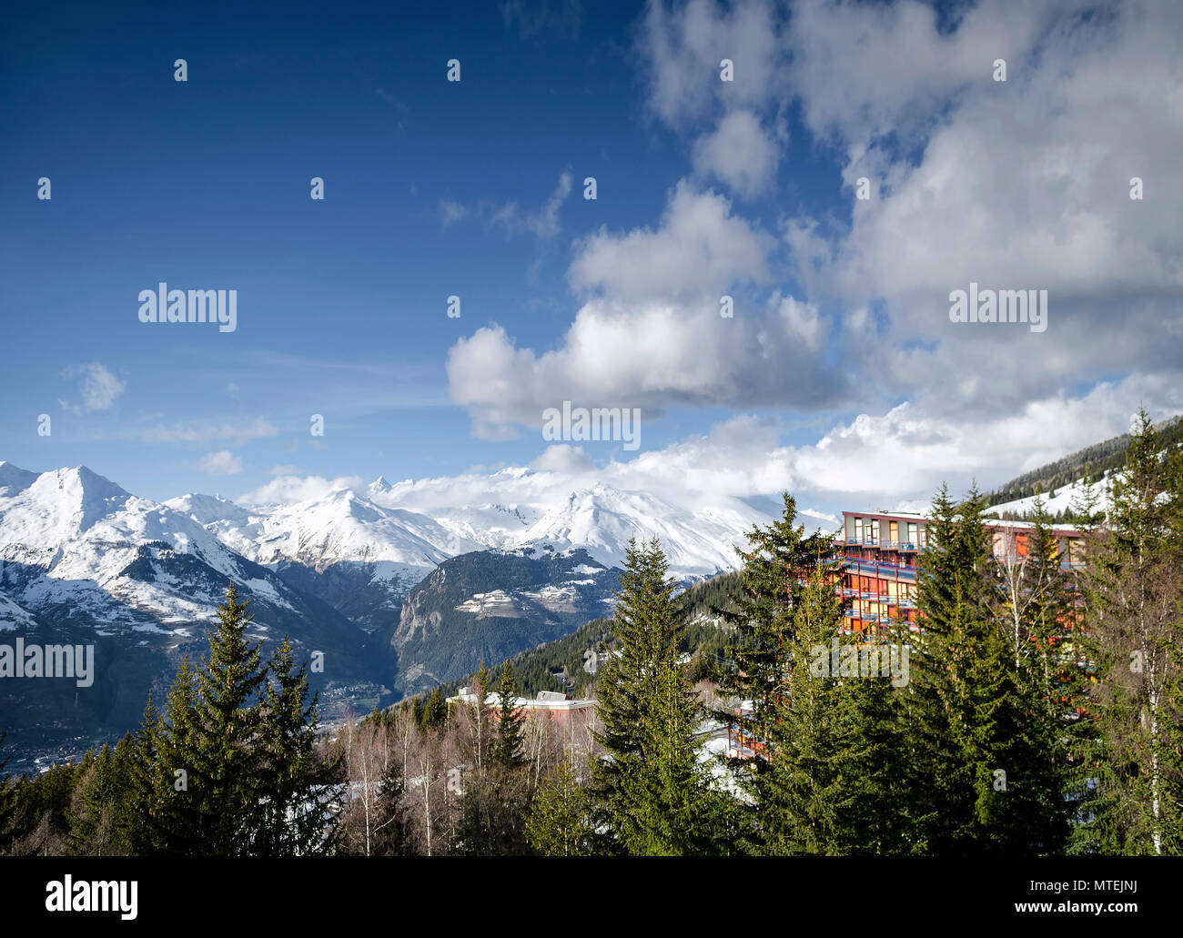 les arcs french alps ski resort and mountains view near bourg saint