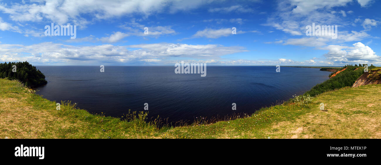 Panorama landscape of Onega lake Stock Photo Alamy