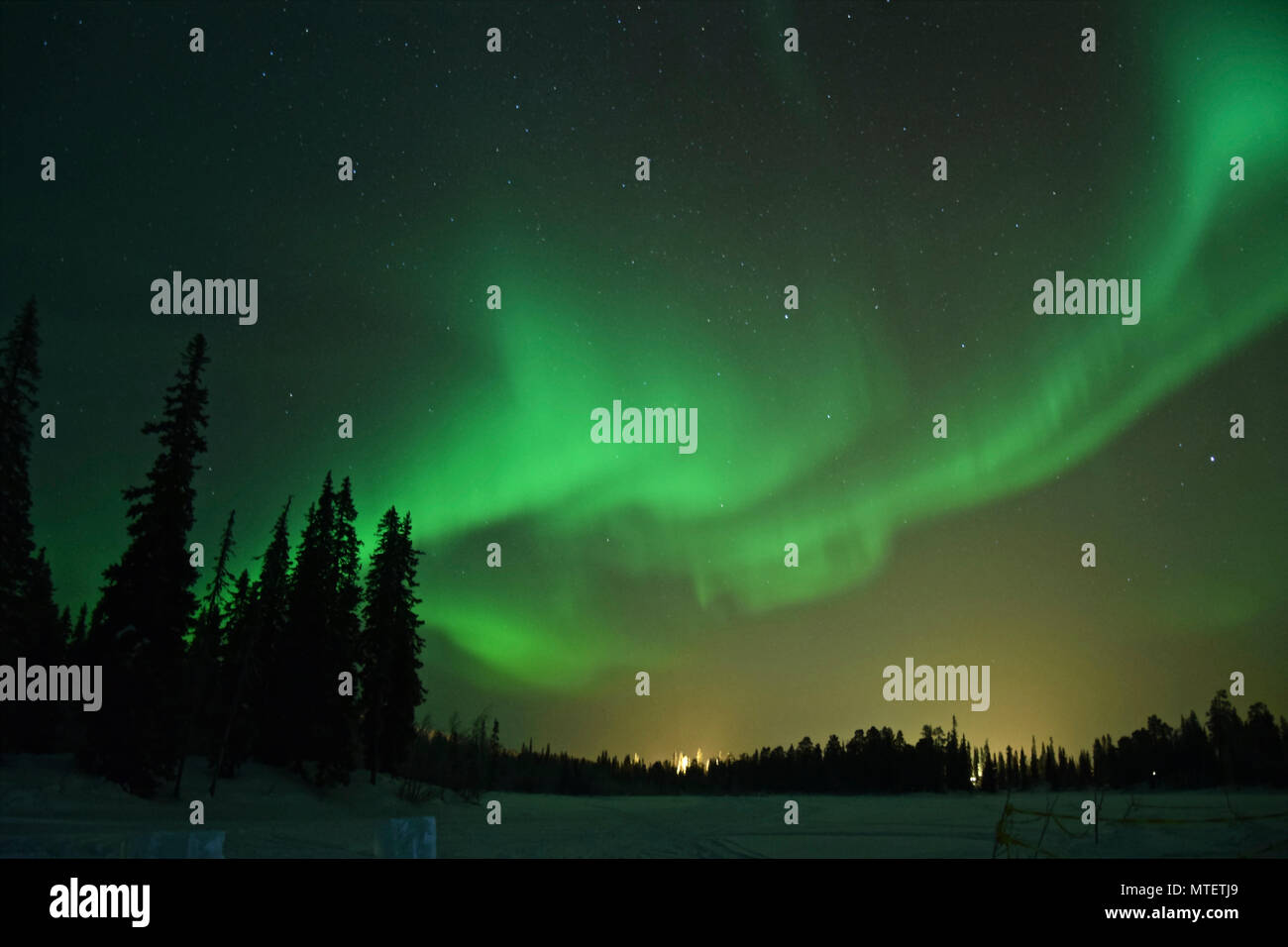 Northern lights (Borealis Aurora) in Luosto, Lapland, Finland Stock Photo