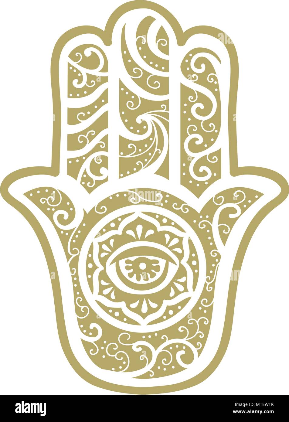 The Hamsa Hand, Ancient Middle Eastern amulet symbolizing the Hand of God. Stock Vector