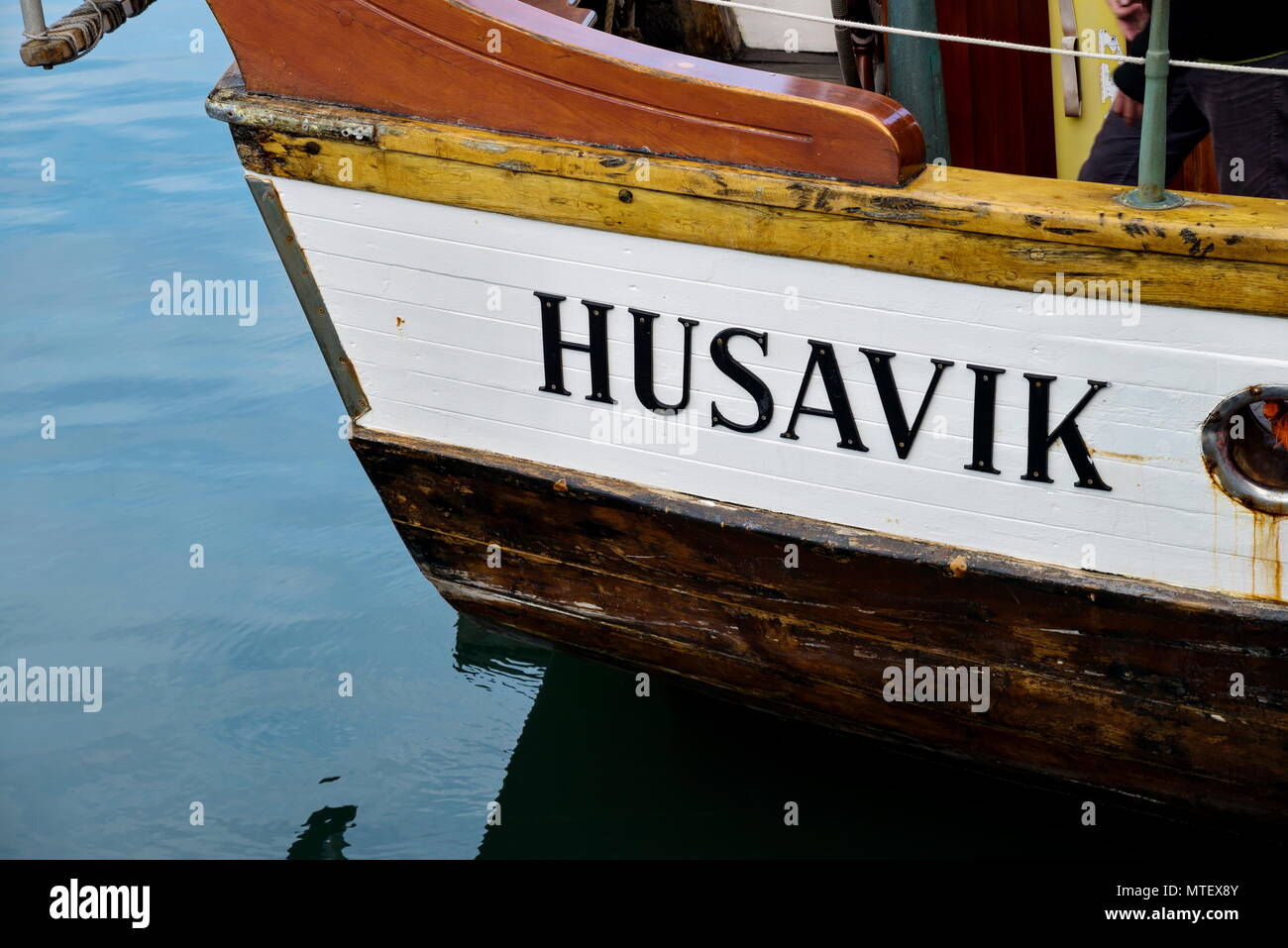 Whale watching boat in Husavik, Iceland Stock Photo - Alamy