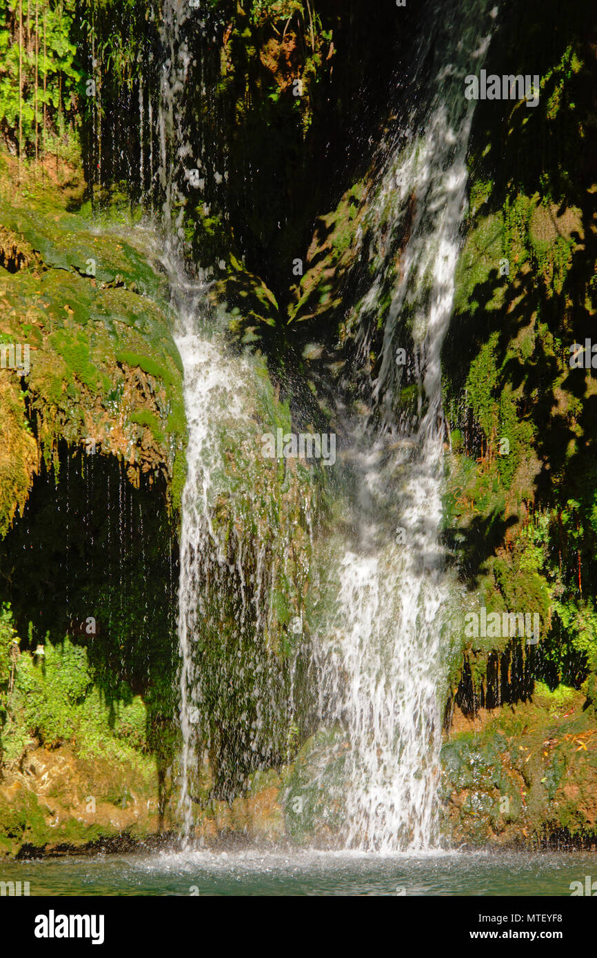 Detail of Hueznar waterfalls in San Nicolas Del Puerto, Sierra Norte de Sevilla Natural Park , Andalucia Spain Stock Photo