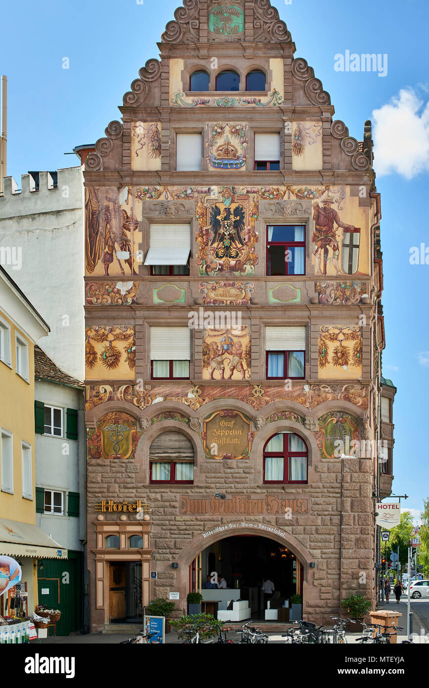St Stephan S Square Konstanz Graf Zeppelin Hotel And Restaurant High Decorative Facade Stock Photo Alamy