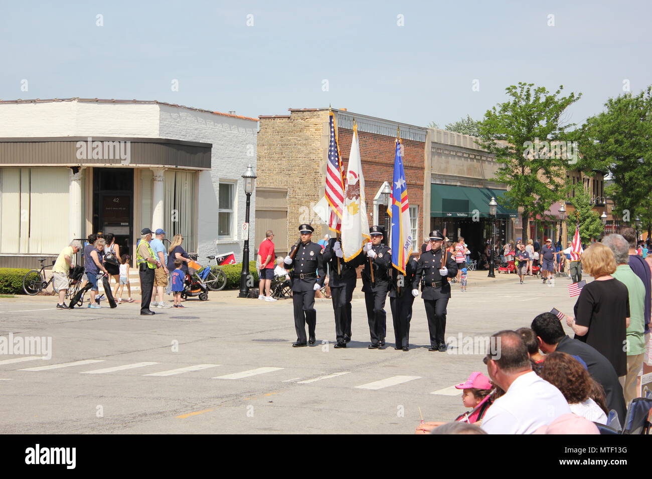 Small town scene from the Memorial Day Parade 2018 in upscale Park