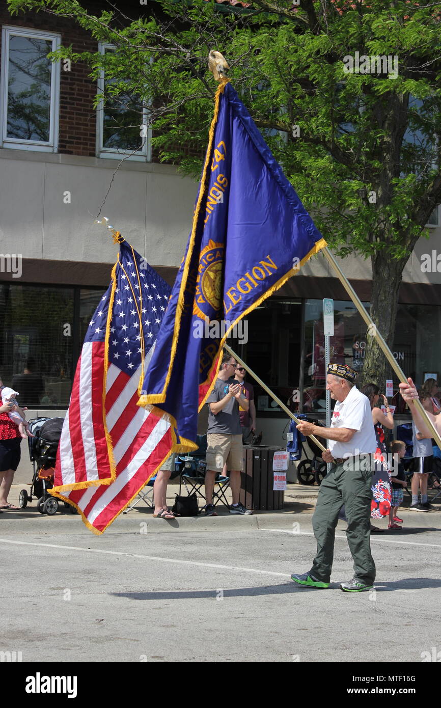 Small town scene from the Memorial Day Parade 2018 in upscale Park