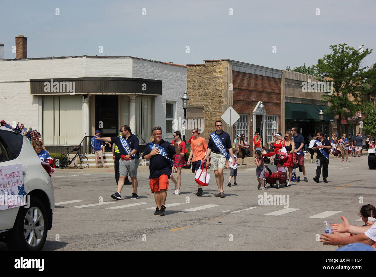 Small town scene from the Memorial Day Parade 2018 in upscale Park