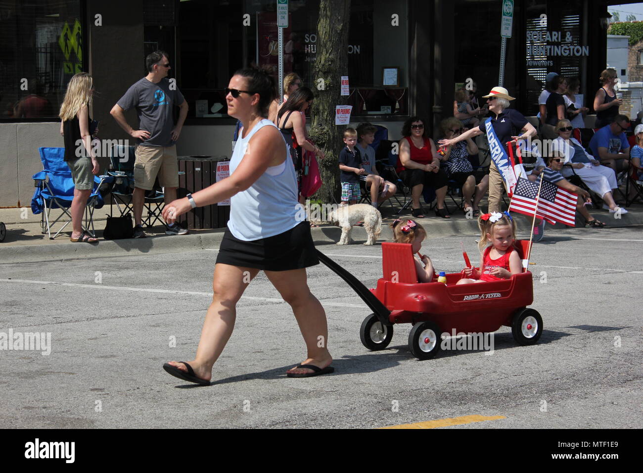 Small town scene from the Memorial Day Parade 2018 in upscale Park