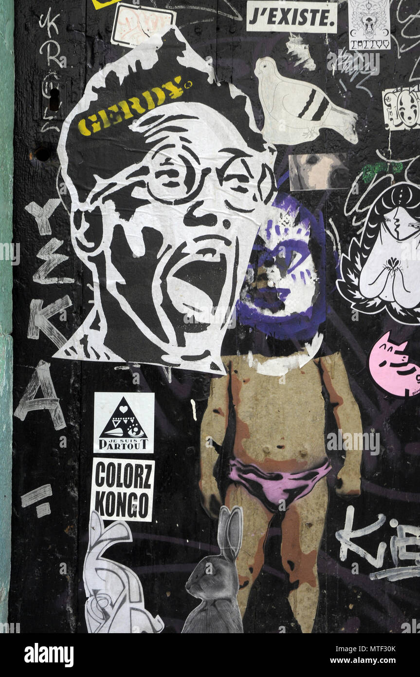 door with few of representative contemporary street art artists Stock Photo