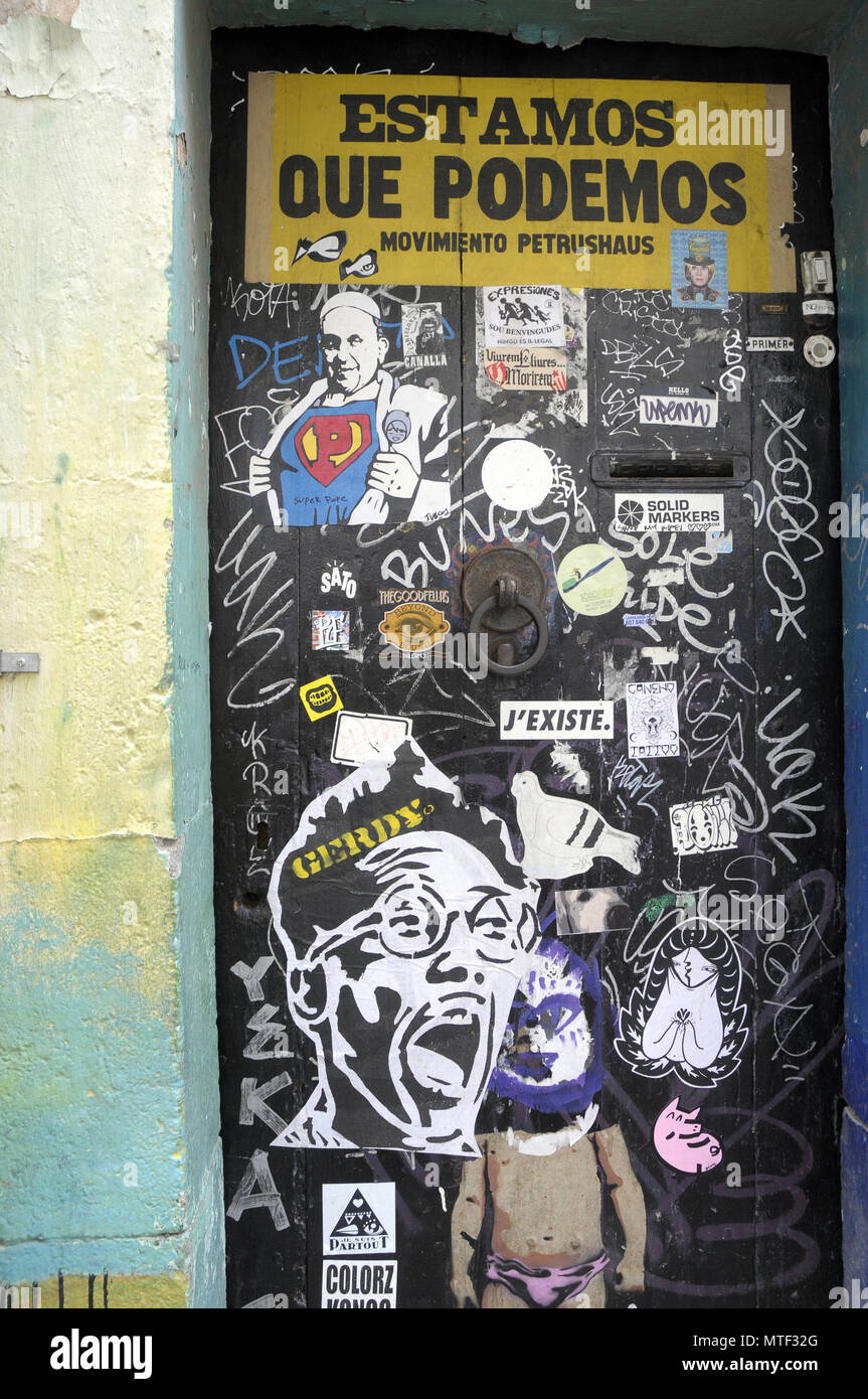 door with few of representative contemporary street art artists Stock Photo