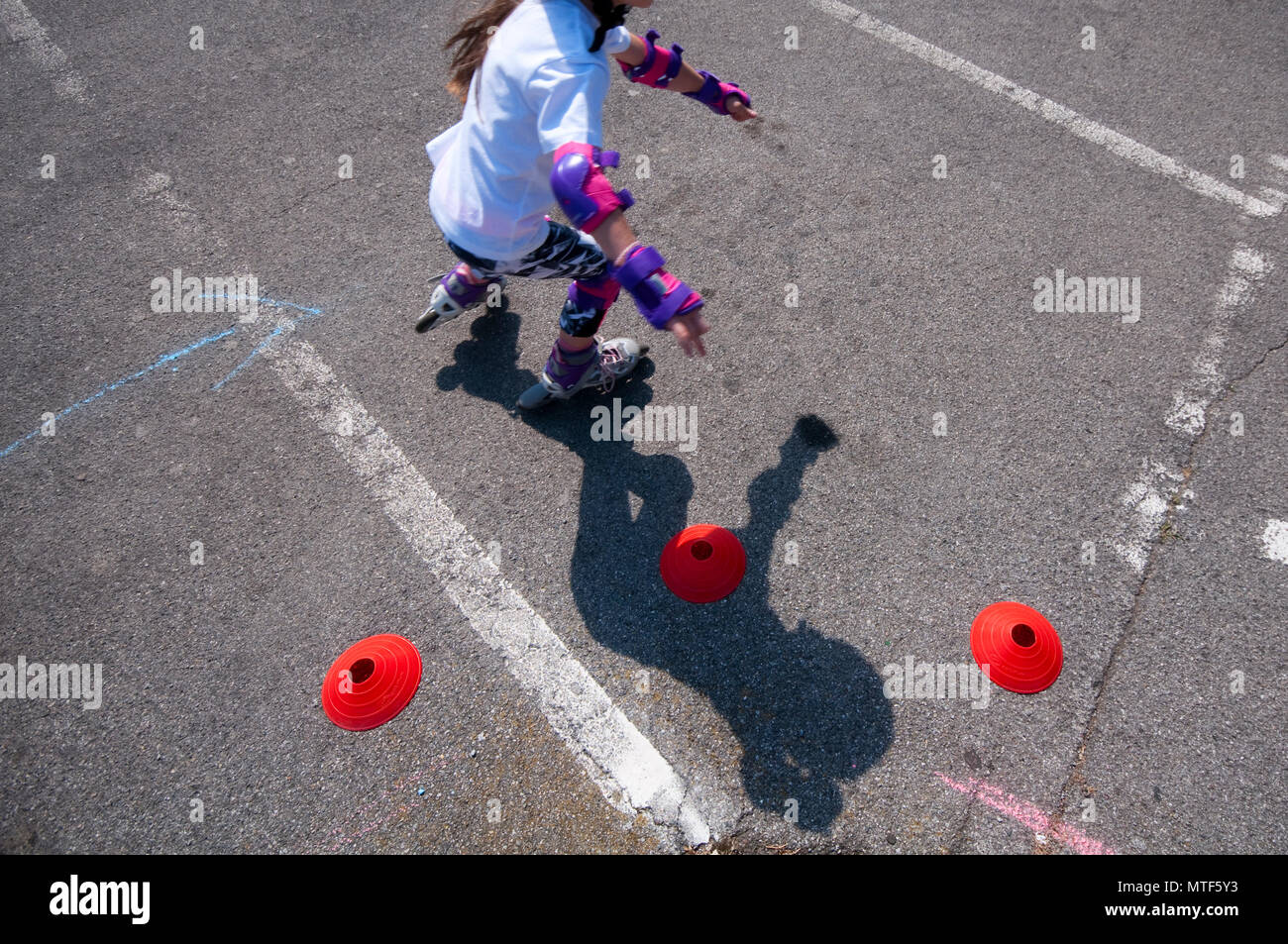 Yong Woman Riding Roller Skate Stock Photo Alamy
