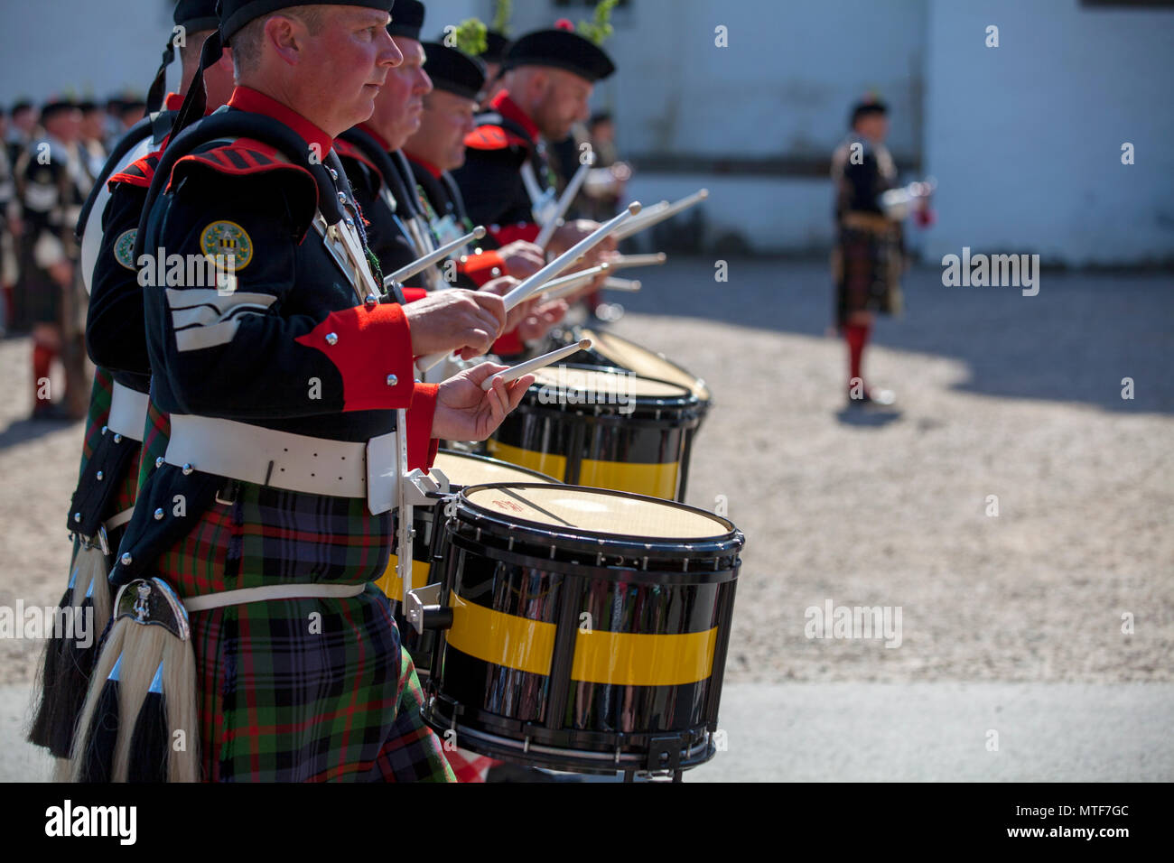The Atholl Highlanders on parade at Blair Castle in Perthshire ...