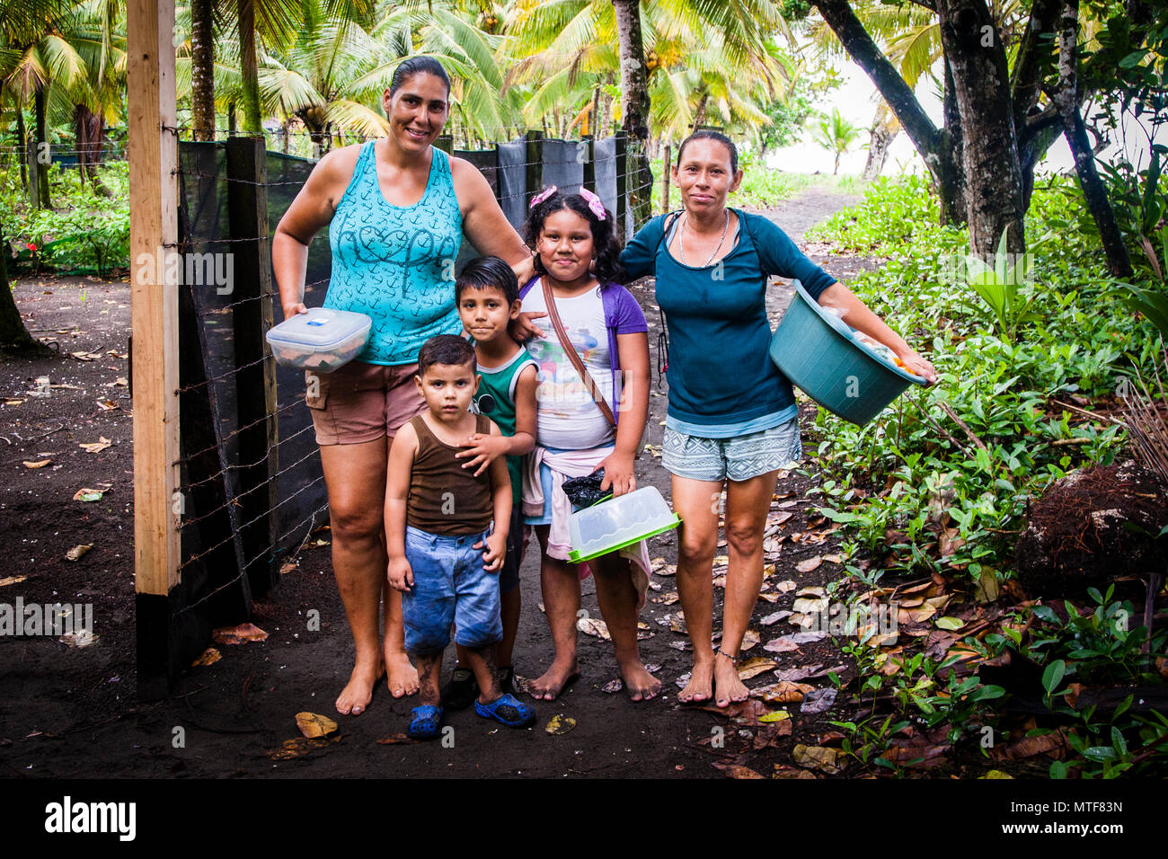 Locals at the Biosphere Citizen Scientist Project Camp to save Sea Turtles in Reventazón, Costa Rica Stock Photo
