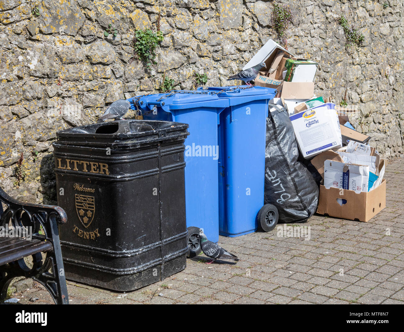 Images of domestic and commercial waste plastic packaging cardboard and