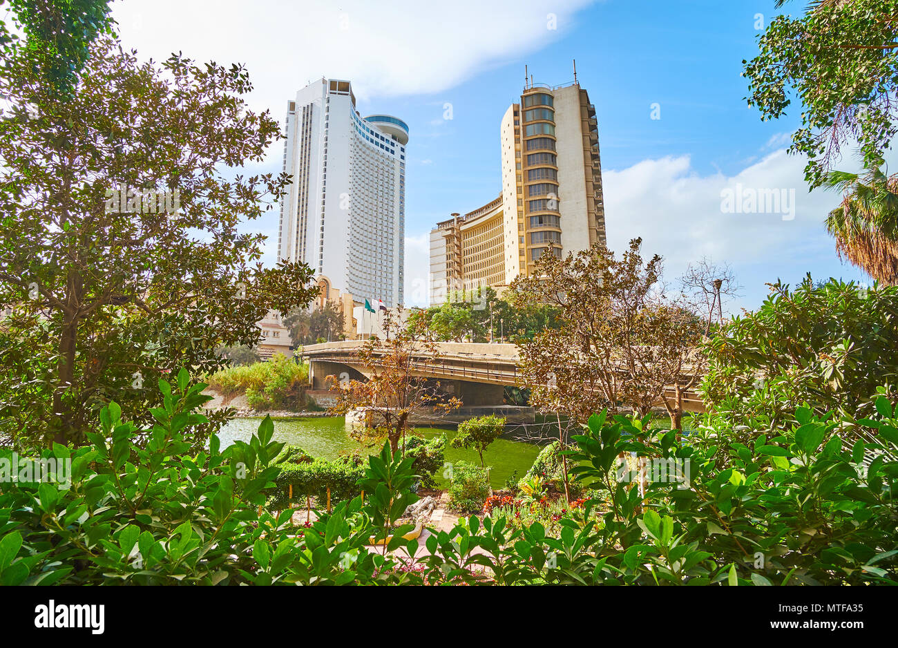 The luxury city hotels and bridge of Abdulaziz Al Saud seen through the