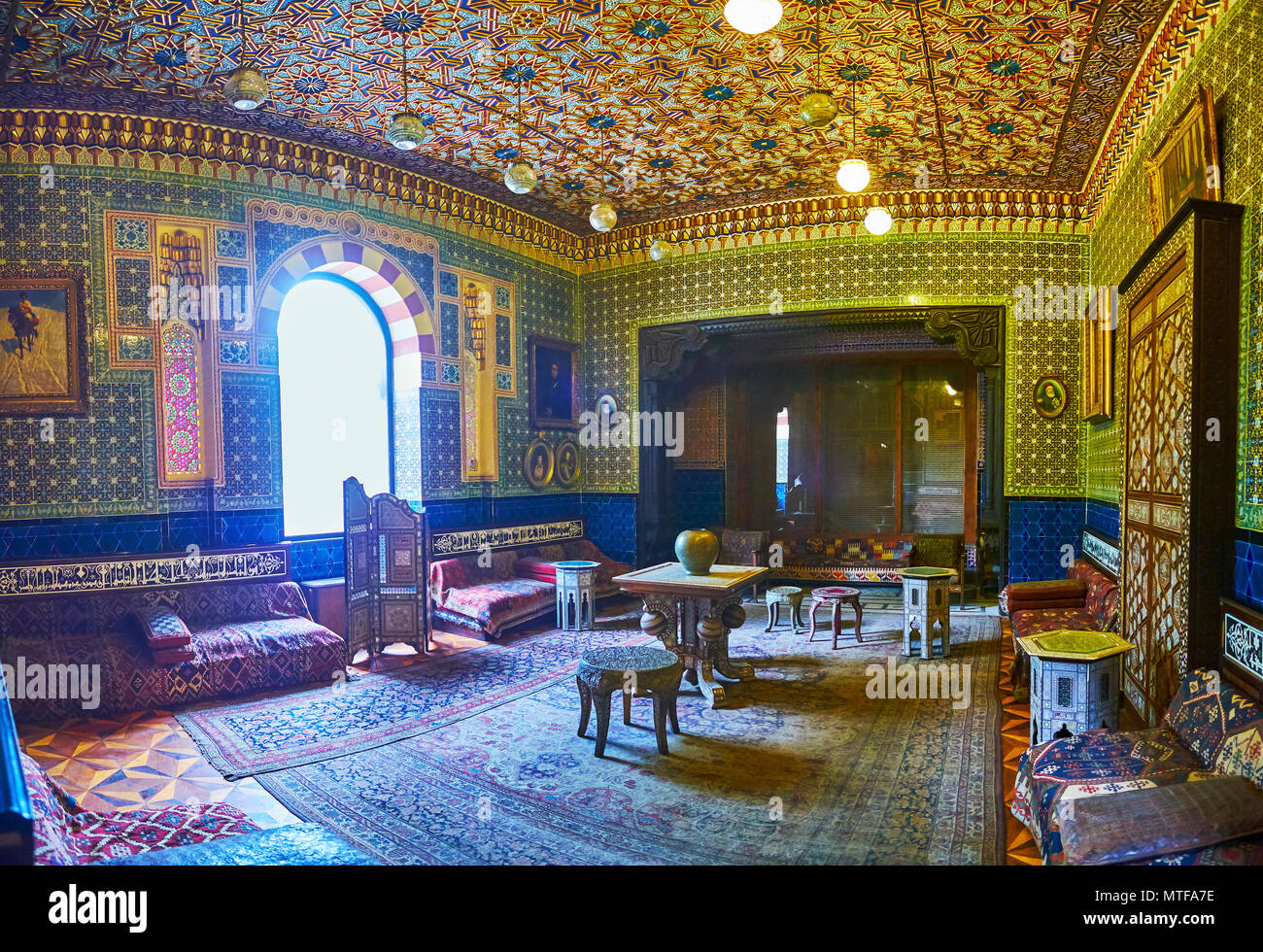 Persia Style CAIRO, EGYPT - DECEMBER 24, 2017: Shell salon of Manial Palace is ...