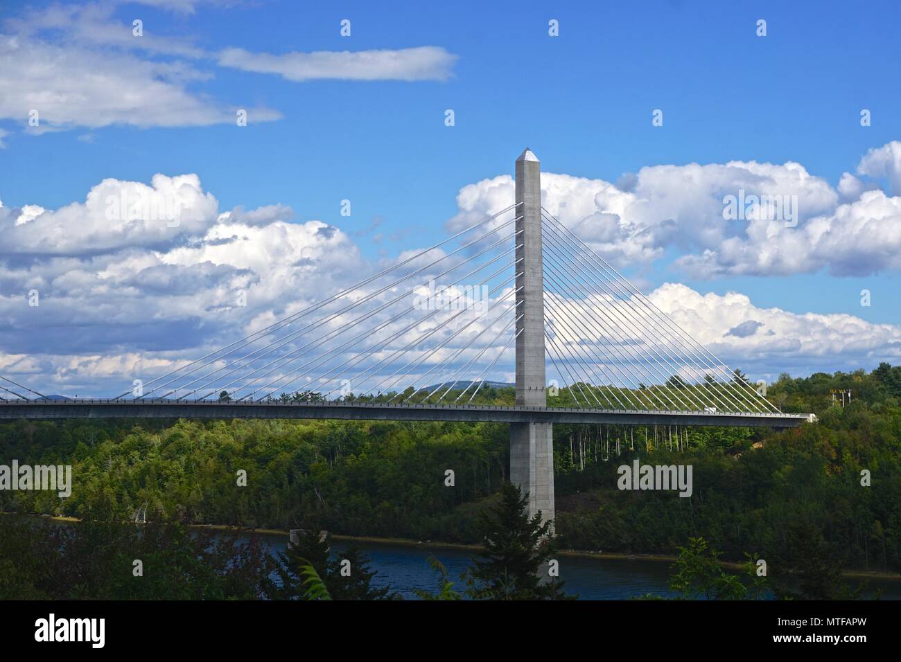The Penobscot Narrows Bridge is a 2,120 ft. long cablestayed bridge