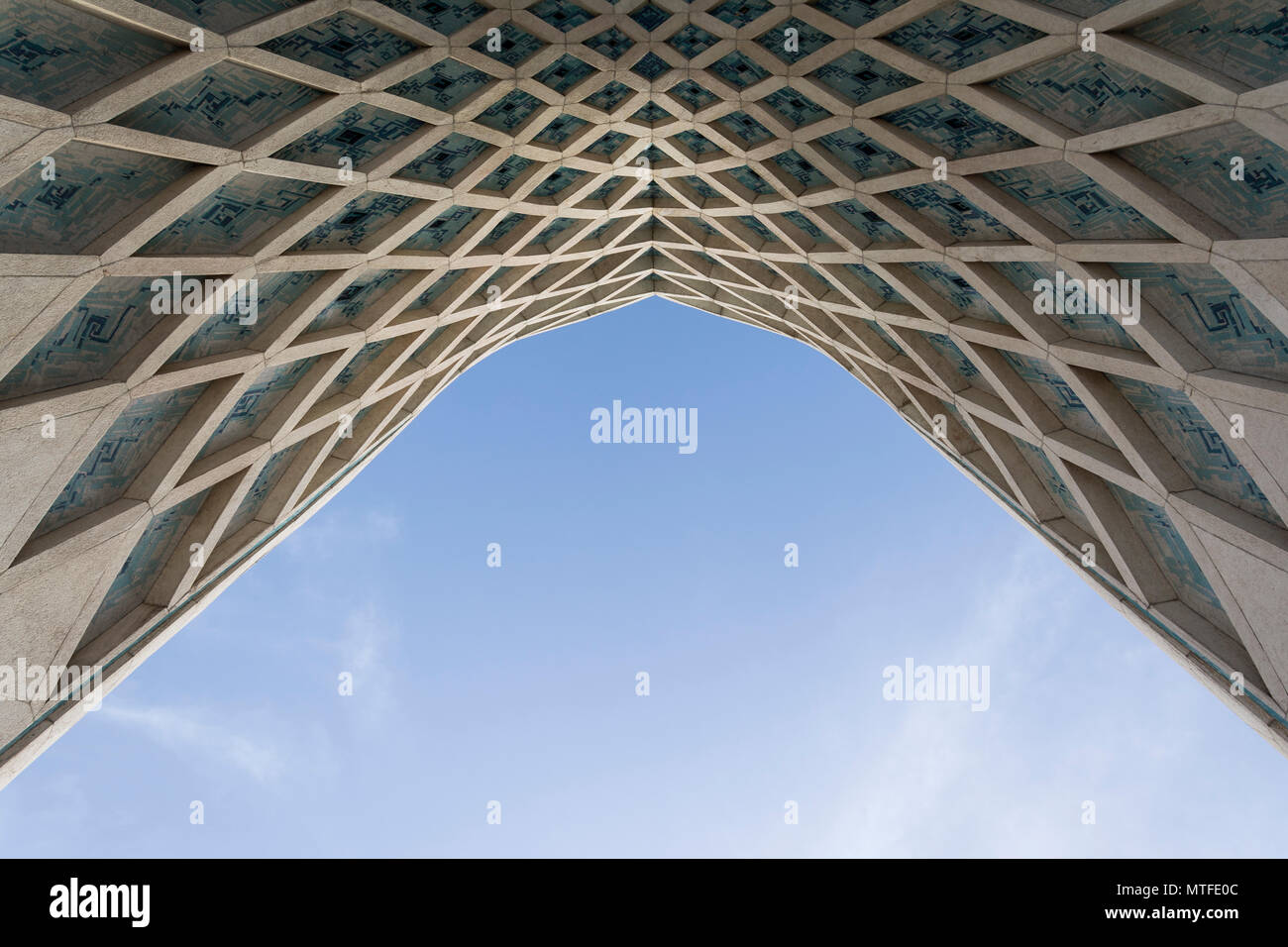 TEHRAN, IRAN - 7 May  2018 Detail of Azadi Tower gate formerly known as the Shahyad Tower is a monument located at Azadi square and is a landmark of T Stock Photo