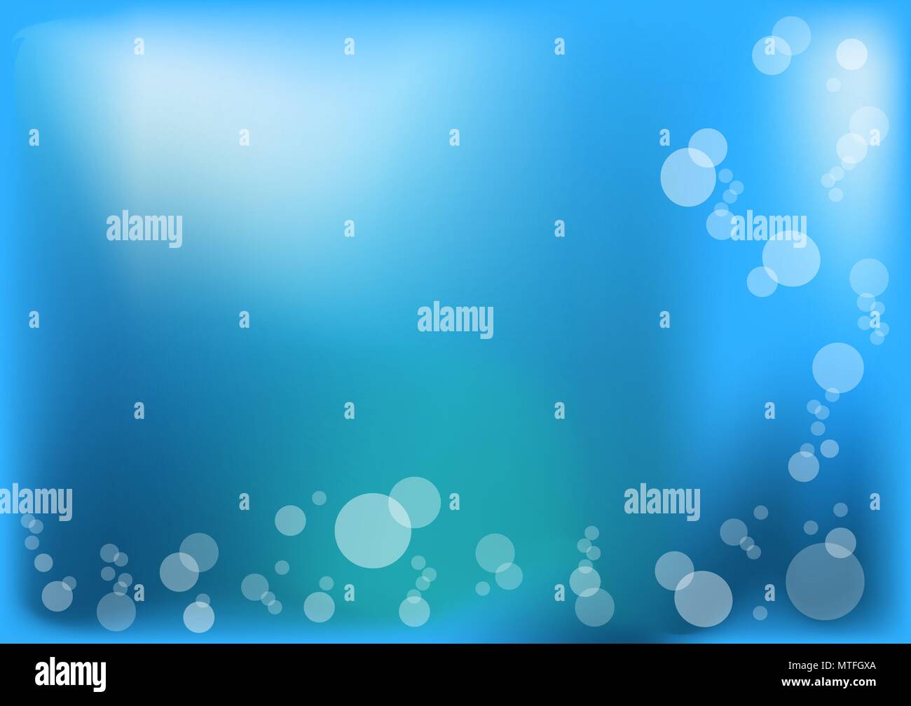 Blue vector illustration with circle bubbles and gradient mesh background Stock Vector