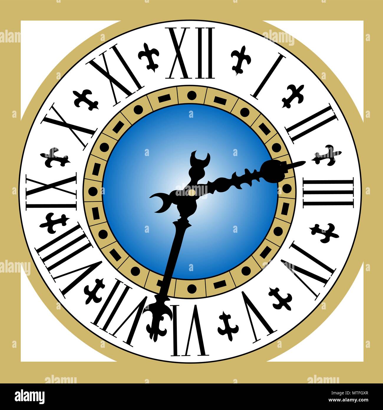 Old vintage clock with Roman numerals and gold frame Stock Vector Image &  Art - Alamy