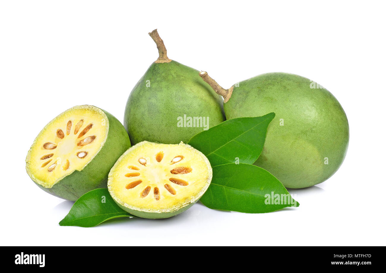 Medicinal Bael fruits isolated on white background Stock Photo Alamy