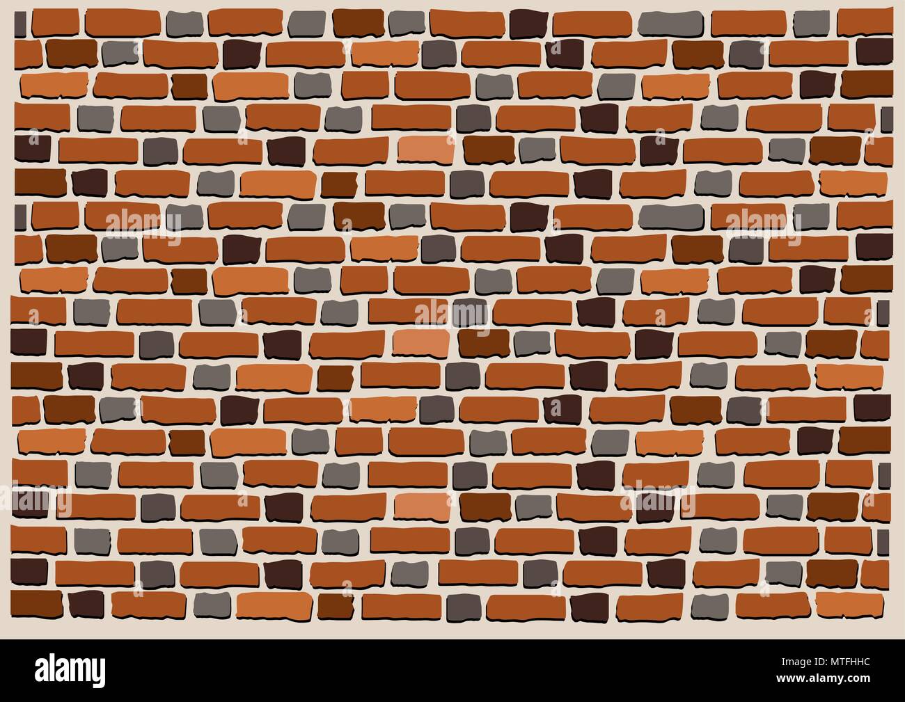 Illustration of retro wall pattern with brown bricks Stock Vector