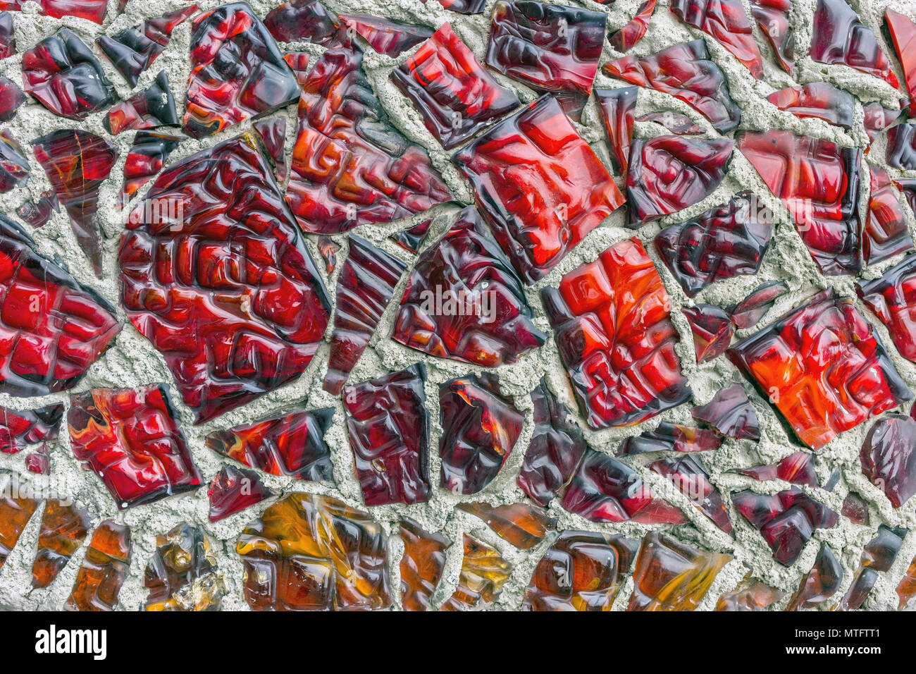The red vintage glass tiles wall decoration Stock Photo - Alamy