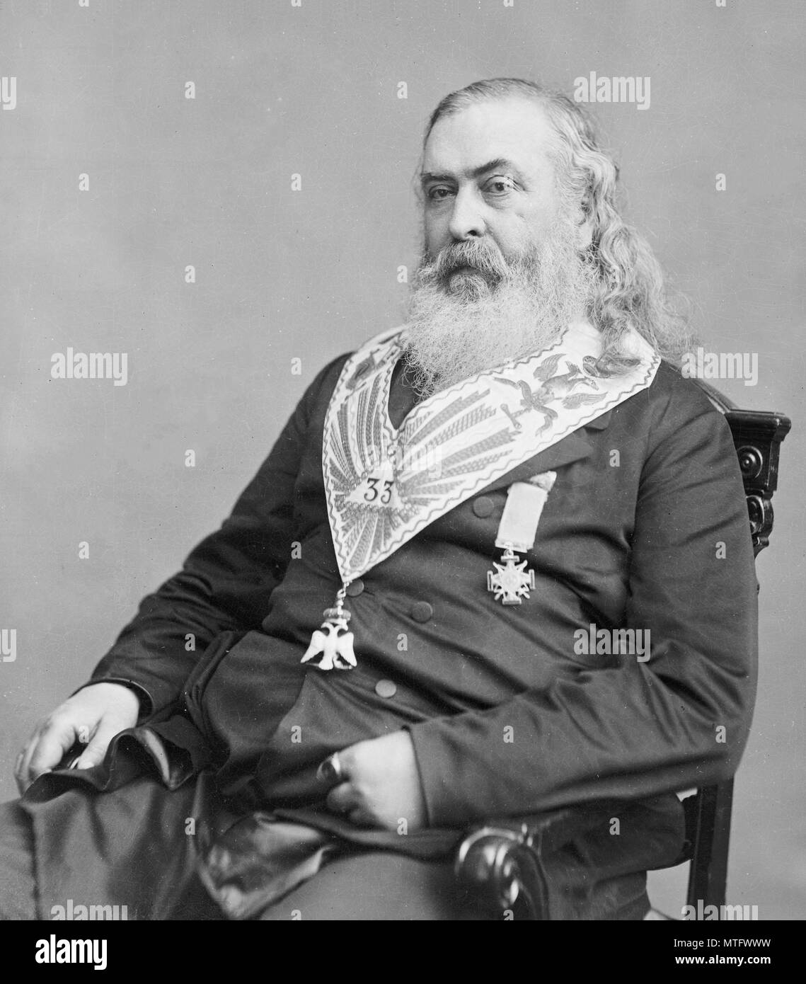 Albert Pike (1809 – 1891) American writer and Freemason. Stock Photo