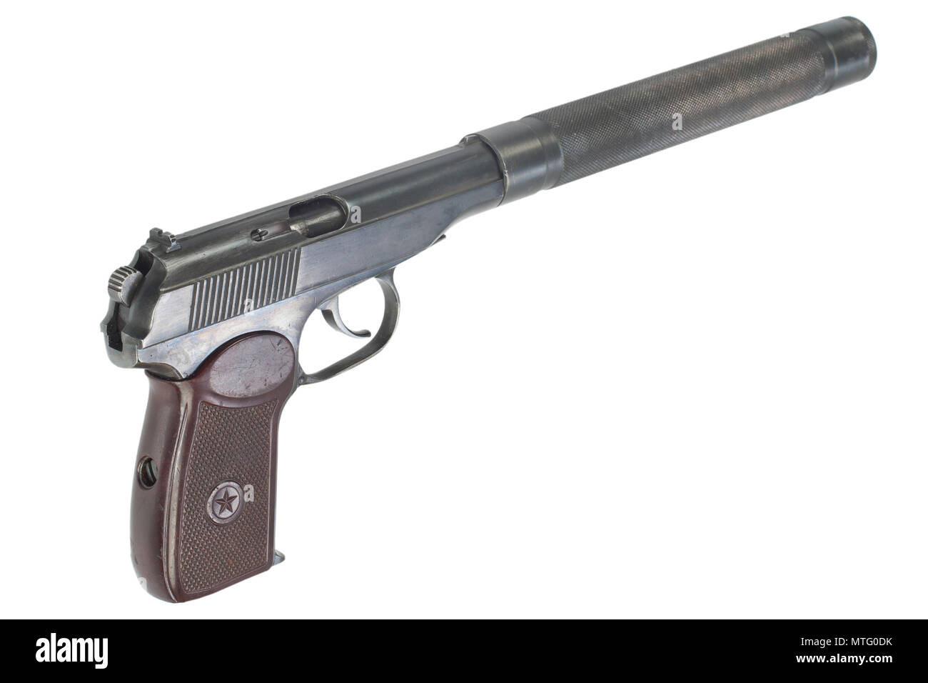 ussr makarov pistol with silencer isolated stock photo 187207039