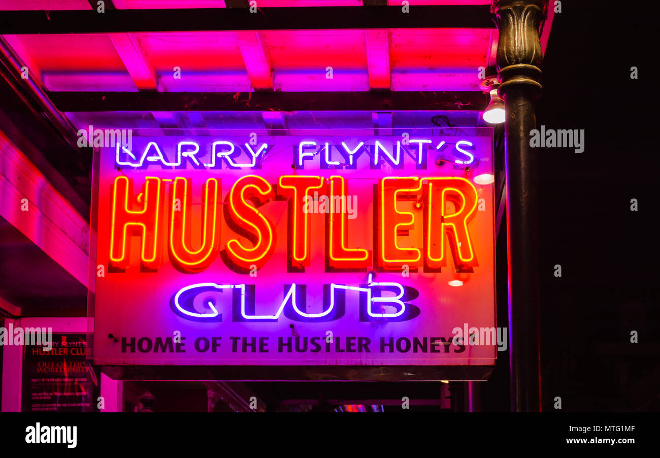 New Orleans, LA - Sep. 23, 2017: Larry Flynt's Hustler Club is a bar and strip club on bourbon Street, New Orleans. Stock Photo